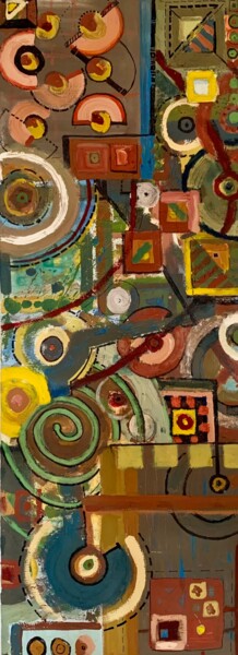 Pintura titulada "Circles N°2" por Mosch, Obra de arte original, Témpera Montado en Panel de madera