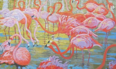 Pintura titulada "На соленых озерах" por Irina Moskaliova, Obra de arte original, Oleo Montado en Bastidor de camilla de mad…
