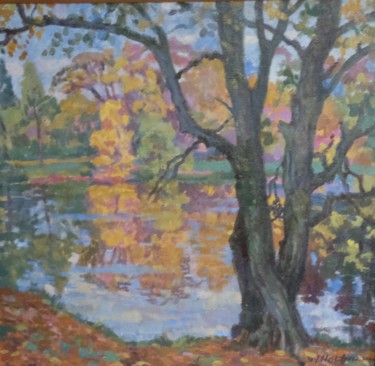 Картина под названием "Осенняя палитра" - Ирина Москалёва, Подлинное произведение искусства, Масло Установлен на Деревянная…