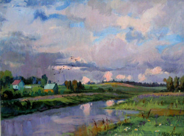 Картина под названием "После дождя" - Ирина Москалёва, Подлинное произведение искусства, Масло Установлен на Деревянная рама…