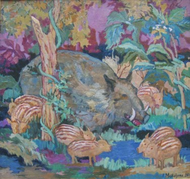 Pintura titulada "Кабанчики" por Irina Moskaliova, Obra de arte original, Oleo Montado en Bastidor de camilla de madera