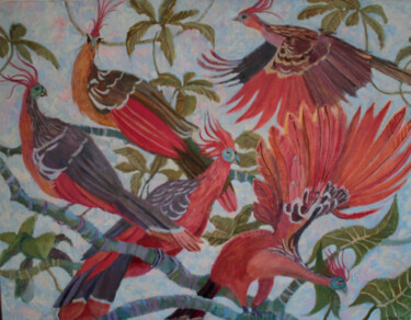 Pittura intitolato "Волшебная птица" da Irina Moskaliova, Opera d'arte originale, Olio Montato su Telaio per barella in legno