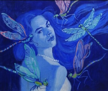 Pintura intitulada "Королева стрекоз" por Irina Moskaliova, Obras de arte originais, Óleo Montado em artwork_cat.