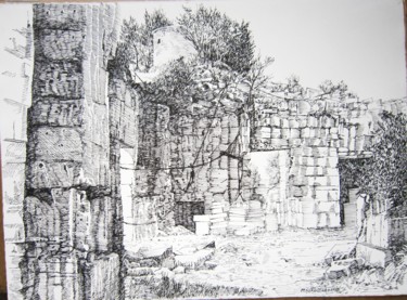 Drawing titled "LE CHANTIER AUX CAR…" by Michel Moskovtchenko, Original Artwork, Ink