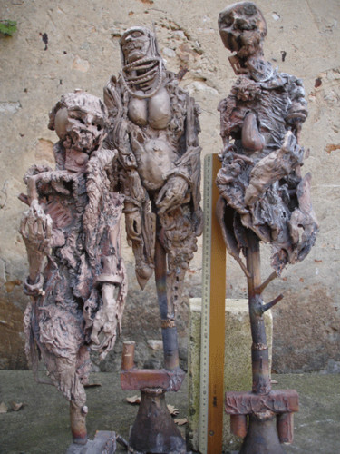Sculpture titled "Mutation I-II-III" by Michel Moskovtchenko, Original Artwork, Metals