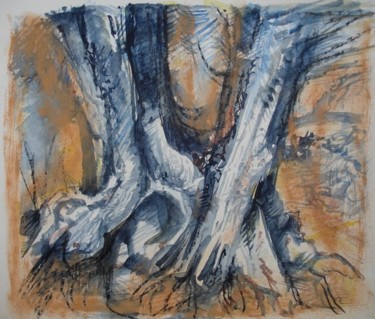 Dessin intitulée "Les deux troncs" par Michel Moskovtchenko, Œuvre d'art originale, Autre