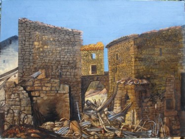 Painting titled "HAMEAU DES GRAILLES" by Michel Moskovtchenko, Original Artwork, Oil