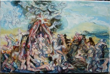 Dessin intitulée "LE RADEAU DE LA MED…" par Michel Moskovtchenko, Œuvre d'art originale, Autre