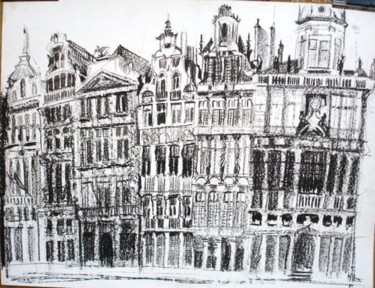 Drawing titled "LA GRAND PLACE A BR…" by Michel Moskovtchenko, Original Artwork, Other