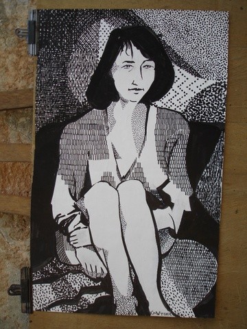 Drawing titled "PORTRAIT LISON BARE…" by Michel Moskovtchenko, Original Artwork, Other