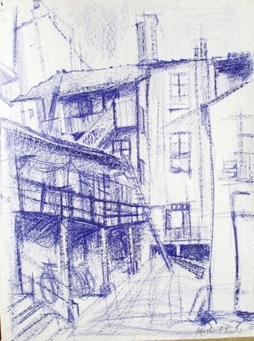 Drawing titled "COUR INTERIEUR RUE…" by Michel Moskovtchenko, Original Artwork, Other