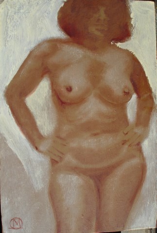Painting titled "1998 NU DE FACE ANN…" by Michel Moskovtchenko, Original Artwork, Oil