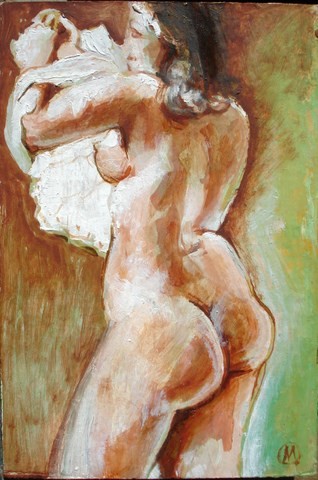 Painting titled "LA NUISETTE   HOMMA…" by Michel Moskovtchenko, Original Artwork, Oil