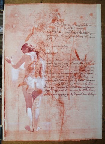 Tekening getiteld "NU AU JARDIN ET CAL…" door Michel Moskovtchenko, Origineel Kunstwerk, Anders