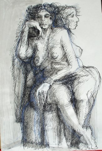 Dessin intitulée "NANCY" par Michel Moskovtchenko, Œuvre d'art originale, Encre