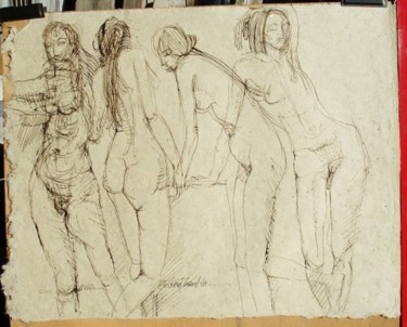 Drawing titled "QUATRE POSES DE CLA…" by Michel Moskovtchenko, Original Artwork, Other