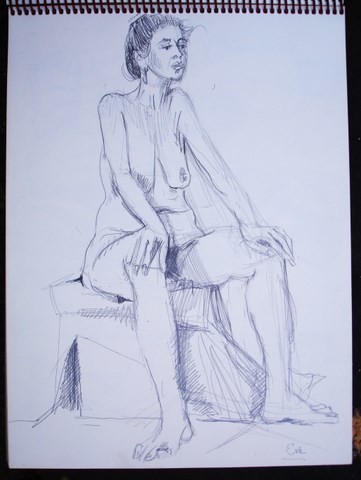 Drawing titled "EVA  LA POSE" by Michel Moskovtchenko, Original Artwork, Other