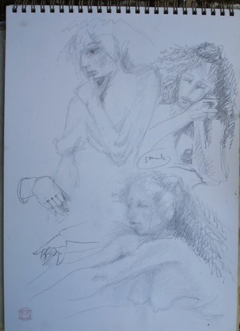 Drawing titled "PORTRAITS" by Michel Moskovtchenko, Original Artwork, Other