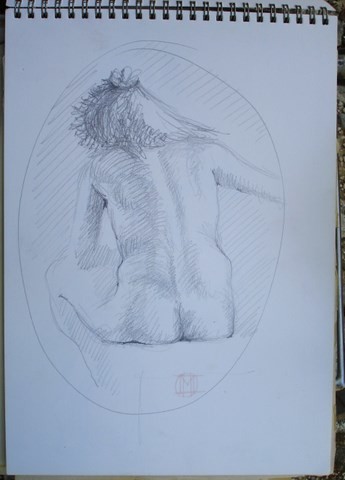Drawing titled "DE DOS" by Michel Moskovtchenko, Original Artwork, Other