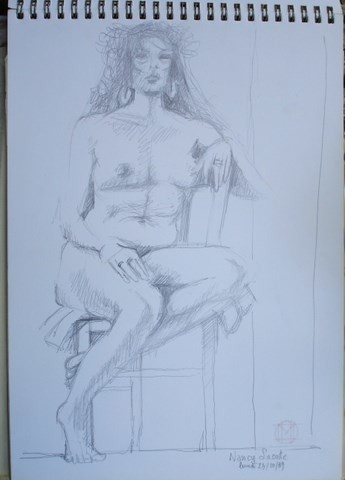 Drawing titled "LA BELLE NANCY POSA…" by Michel Moskovtchenko, Original Artwork, Other