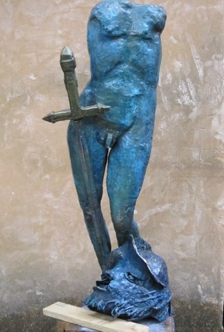 Sculpture intitulée "DAVID ET GOLIATH" par Michel Moskovtchenko, Œuvre d'art originale, Métaux