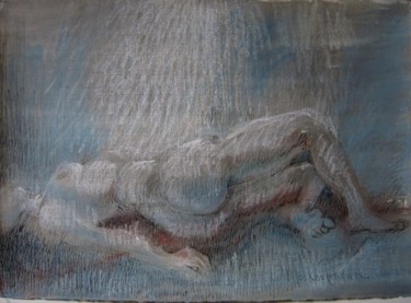 Drawing titled "CONTRE-JOUR" by Michel Moskovtchenko, Original Artwork, Pastel