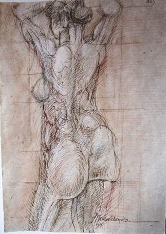 Drawing titled "2005 ANATOMIE  DOS…" by Michel Moskovtchenko, Original Artwork, Other