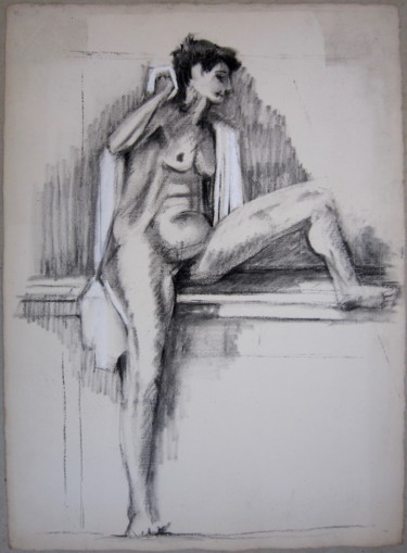 Drawing titled "VESTIAIRE" by Michel Moskovtchenko, Original Artwork, Charcoal
