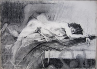 Drawing titled "LA PAGAILLE" by Michel Moskovtchenko, Original Artwork, Charcoal