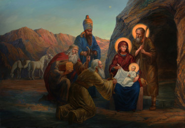Pintura intitulada "Рождество Христово.…" por Philipp Moskvitin, Obras de arte originais, Óleo