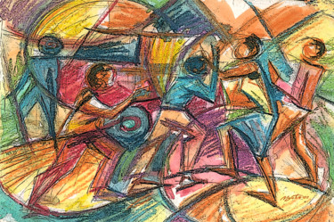 Pittura intitolato "Transport congolais" da Guylain Mosoba, Opera d'arte originale, Olio