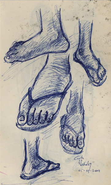 Drawing titled "feet-copie.jpg" by Guylain Mosoba, Original Artwork