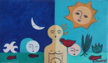 Painting titled "STOP THE CLOCKS!" by Adele Mosonyi, Original Artwork, Oil Mounted on Wood Stretcher frame