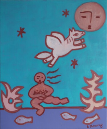 Ζωγραφική με τίτλο "AUBADE" από Adele Mosonyi, Αυθεντικά έργα τέχνης, Λάδι Τοποθετήθηκε στο Ξύλινο φορείο σκελετό
