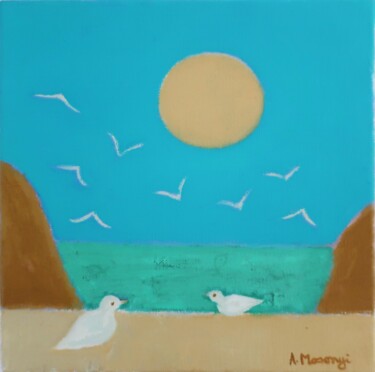 Painting titled "TRANQUILITY" by Adele Mosonyi, Original Artwork, Oil Mounted on Wood Stretcher frame