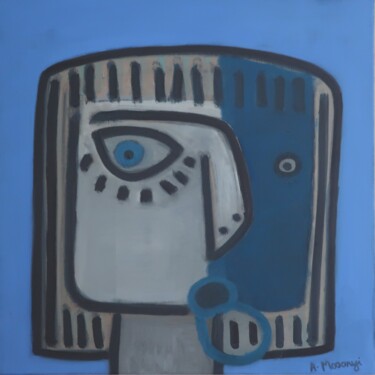 Картина под названием "BLUE MEDUSA" - Adele Mosonyi, Подлинное произведение искусства, Масло Установлен на Деревянная рама д…