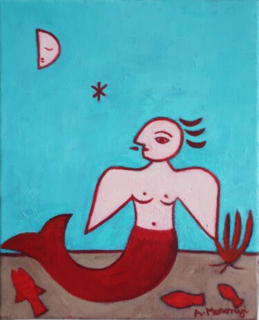 Painting titled "MEDITATION" by Adele Mosonyi, Original Artwork, Oil Mounted on Wood Stretcher frame