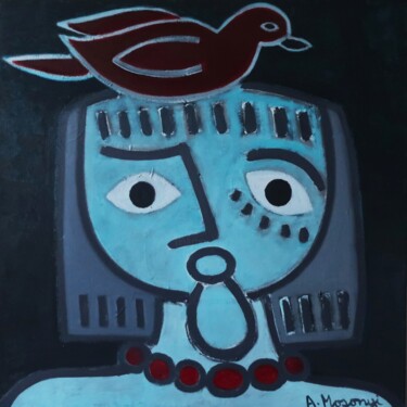 Картина под названием "YOUNG MEDUSA WITH B…" - Adele Mosonyi, Подлинное произведение искусства, Масло Установлен на Деревянн…