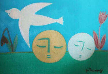 Картина под названием "SPRING MESSAGE" - Adele Mosonyi, Подлинное произведение искусства, Масло Установлен на Деревянная рам…
