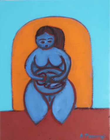 Painting titled "FECUNDITY" by Adele Mosonyi, Original Artwork, Oil Mounted on Wood Stretcher frame