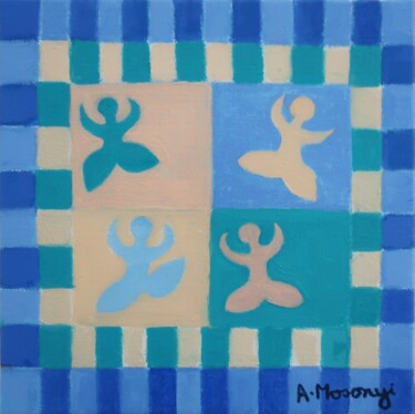 Painting titled "DANSEUSES DIEPPOISES" by Adele Mosonyi, Original Artwork, Oil Mounted on Wood Stretcher frame