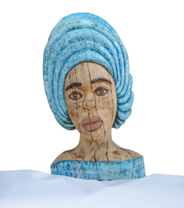 Sculpture titled "Elisa - African Hea…" by Mosoti Kepha, Original Artwork, Wood