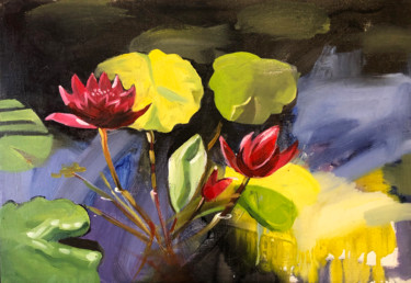 Painting titled "Water lily" by Tatiana Ryzhova, Original Artwork, Oil