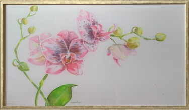 Painting titled "Орхидея нежная" by Aliona Terenteva, Original Artwork, Pigments Mounted on Wood Stretcher frame