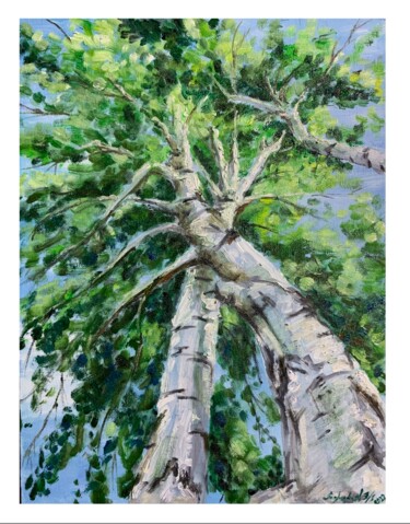 Картина под названием "летний шум берёзы" - Алёна Терентьева, Подлинное произведение искусства, Масло Установлен на Другая ж…