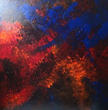 Painting titled "Silent Cycles 49 -…" by Moti, Original Artwork, Oil Mounted on Wood Stretcher frame