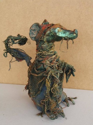 Escultura titulada "le rat vert" por Laurence Motot, Obra de arte original