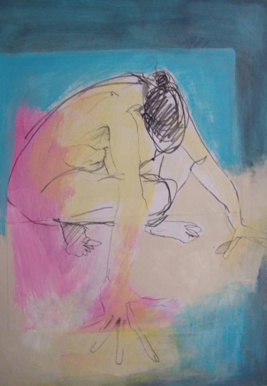 Pintura titulada "nu accroupi" por Laurence Motot, Obra de arte original, Oleo