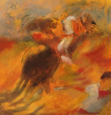 Malerei mit dem Titel "aïe, toro!" von Laurence Motot, Original-Kunstwerk