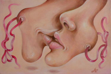 Painting titled ""The kiss"" by Motrich Elena, Original Artwork, Oil